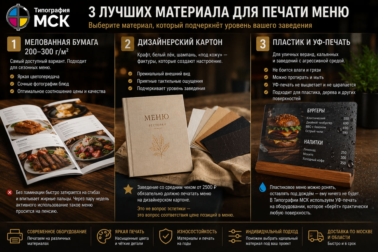 Печать меню в Москве