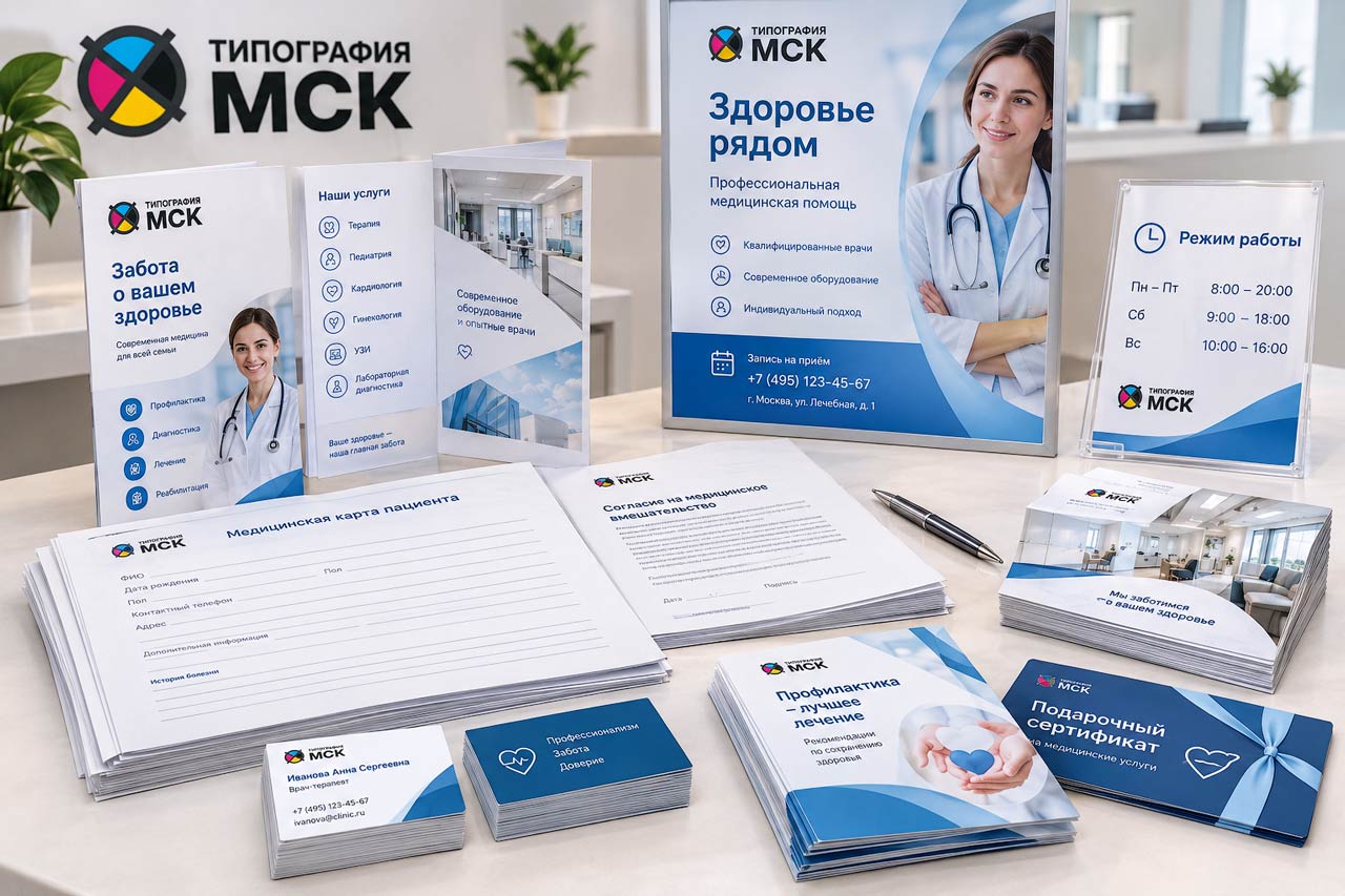 Печать для клиник Полиграфия для медицинских клиник Москвы и МО
